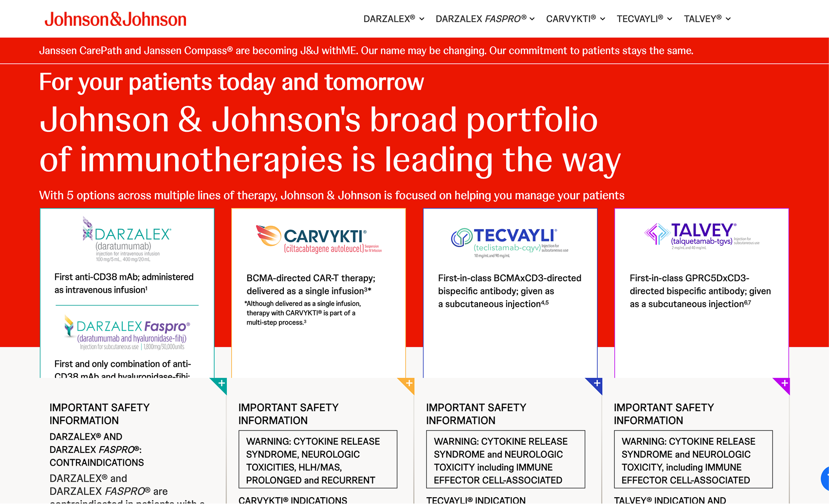 Cover image for Immunotherapy4mteloma website sharing resources for J&J FDA-approved immunotherapies for multiple myeloma treatment.